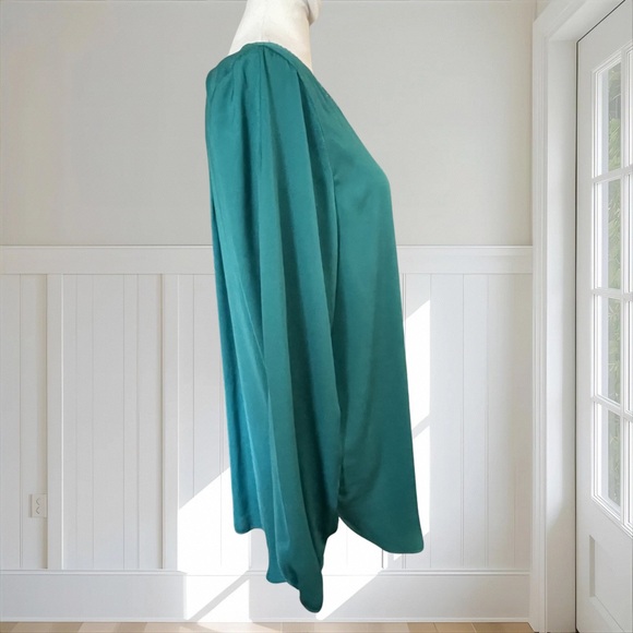 APT. 9 Women's Teal Lucky Shot Embellished V-Neck Satin Blouse Top Size Medium - Picture 5 of 15